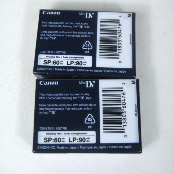 Pack Of 2 Canon Mini DV Digital Videocassette DVM E60 60 Min SP 90 Min LP - Picture 2 of 2